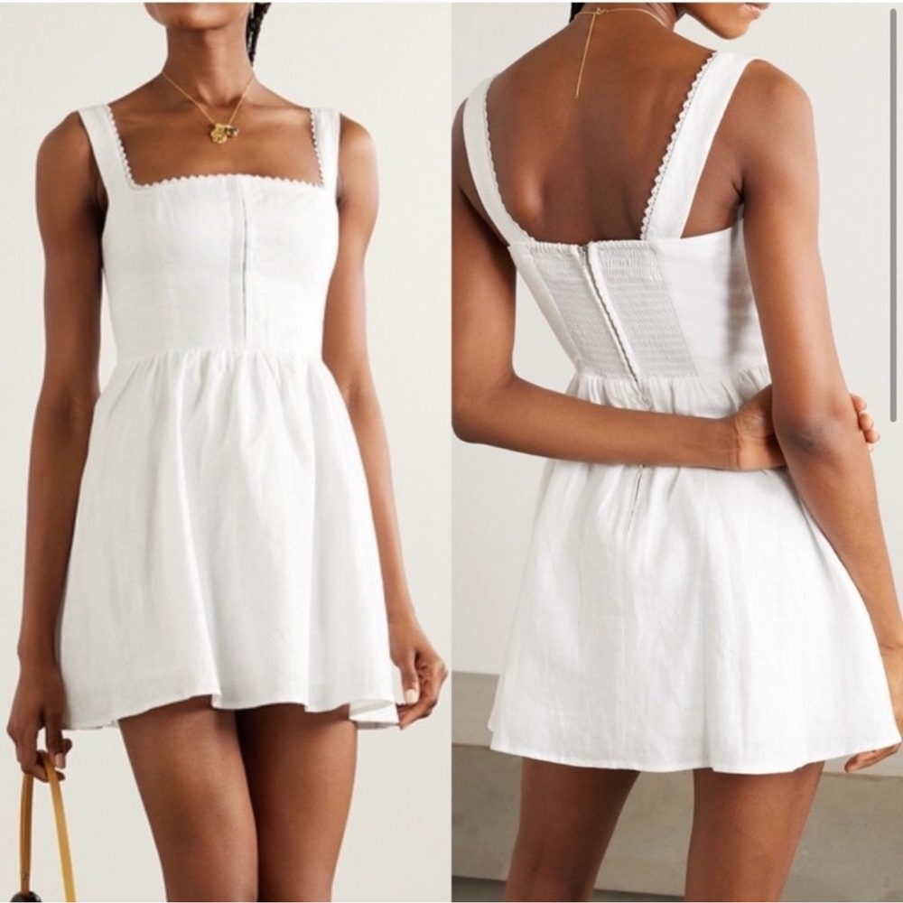 Reformation Sheri Linen White Mini Dress